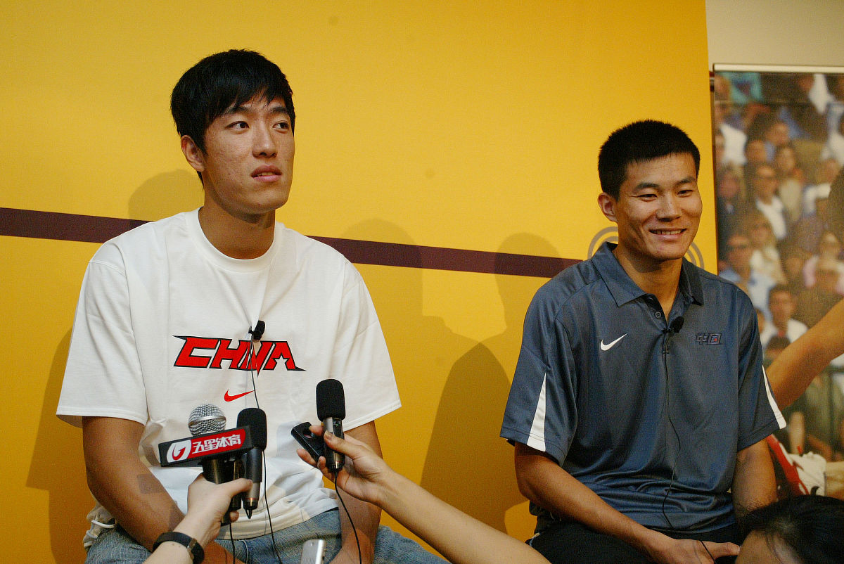 2007年8月26日,日本大阪,大阪田径世锦赛前瞻,刘翔,史东鹏赛前接受媒