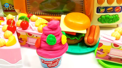 橡皮泥 制作奶油蛋糕草莓樱桃香肠,全是娃娃爱吃的食物 ,悠悠