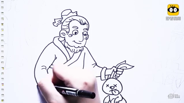 神笔简笔画 中外童话故事 守株待兔描线,儿童绘画马克笔教程大全