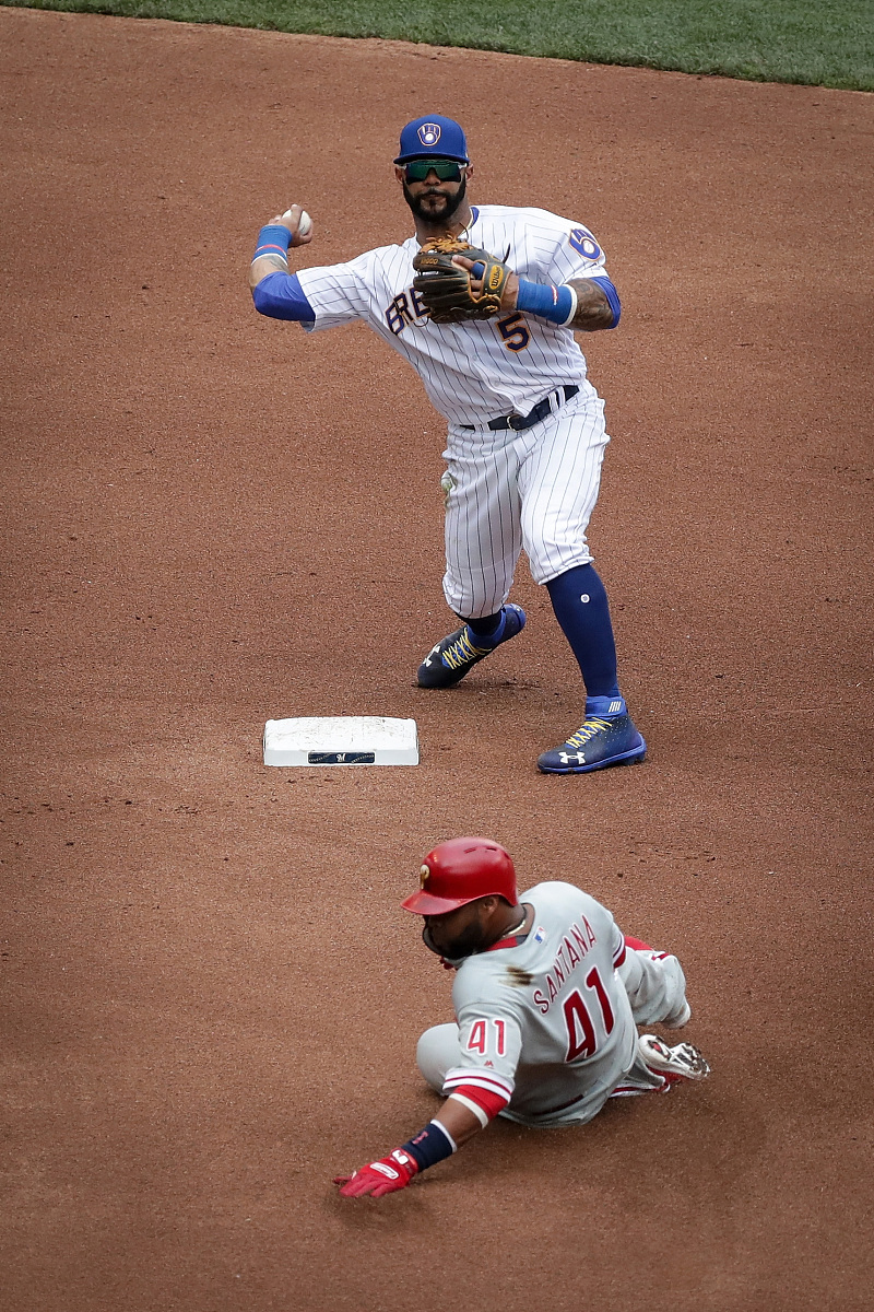 milwaukee, wi - june 16:  jonathan villar #5 of the milwaukee br