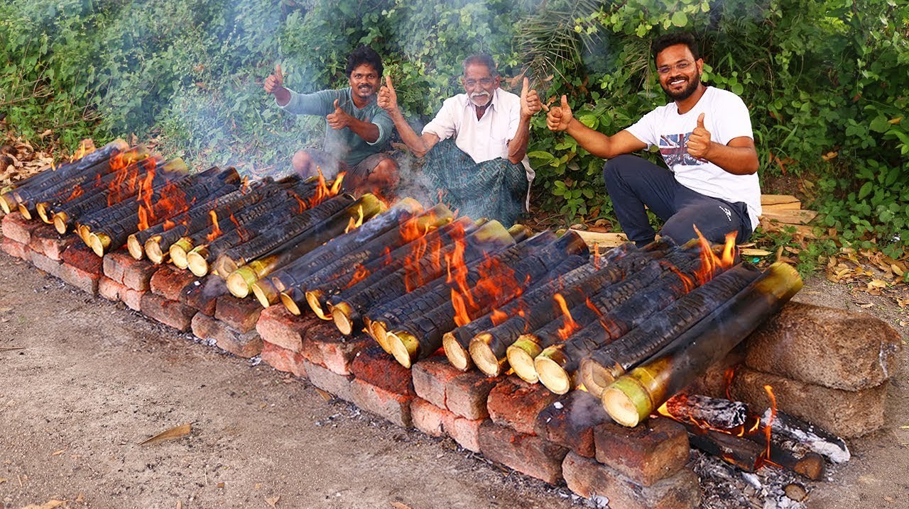 印度传统“竹筒鸡”,老爷爷现场制作,打开后都要流口水了!