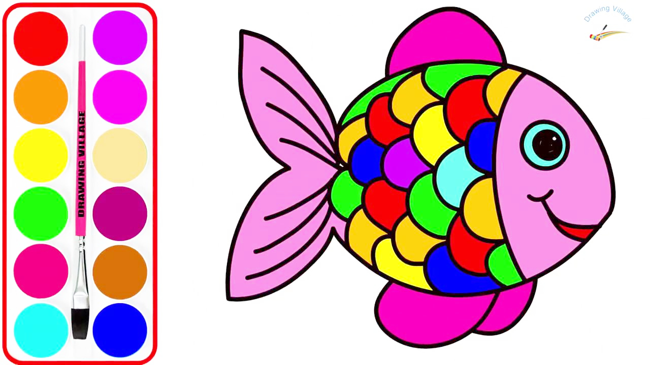 幼儿色彩启蒙:绘画小鱼并着色