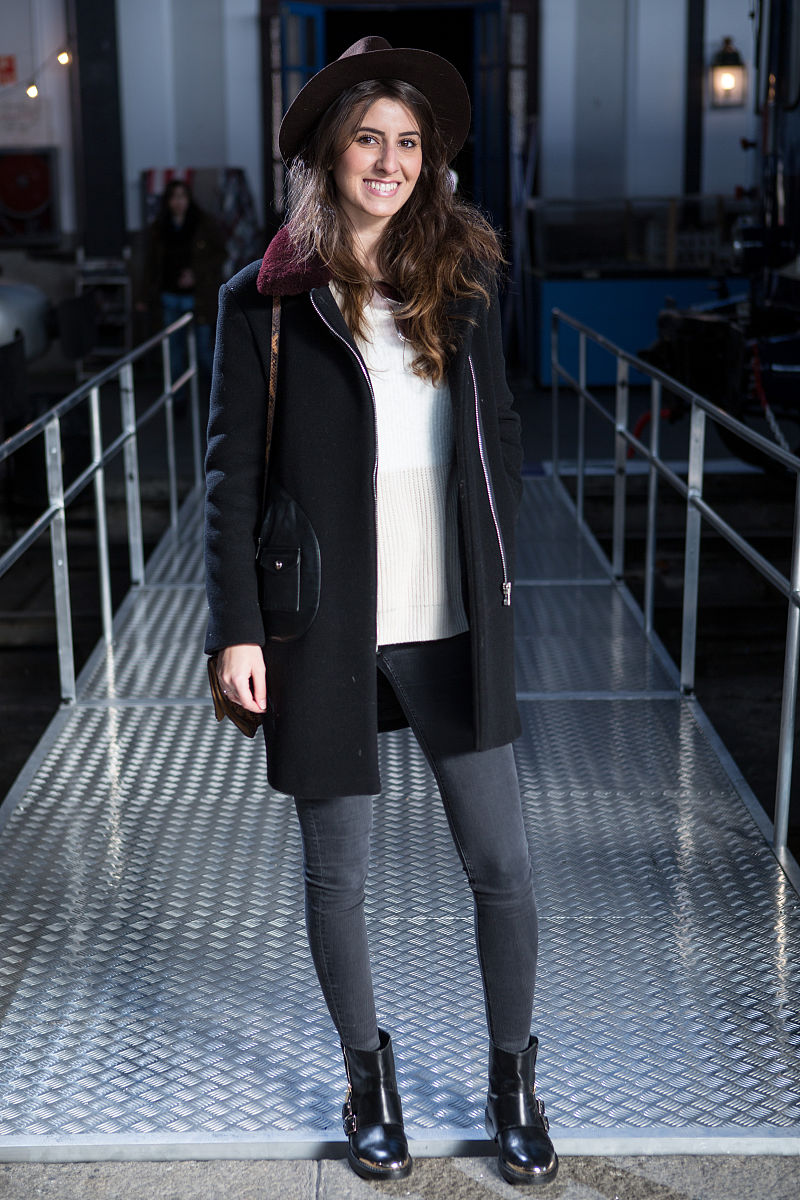 madrid, spain - january 18:  alejandra wears zara boots and trou