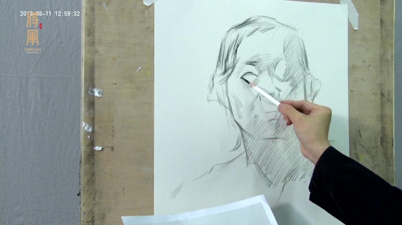 杭州画室-素描女青年头像起型规律讲解-杭州将军画室