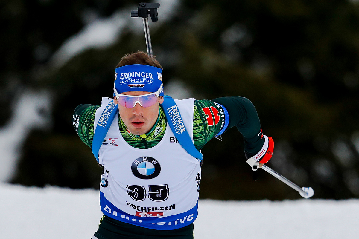 hochfilzen, austria - december 08: simon schempp of germany in a
