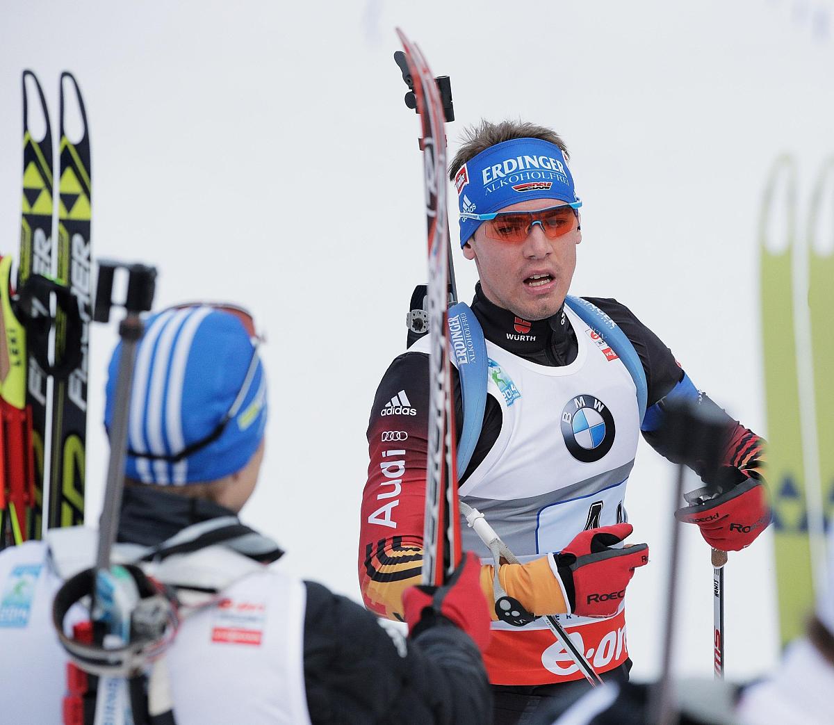 ruhpolding, germany - january 09:  simon schempp of germany afte