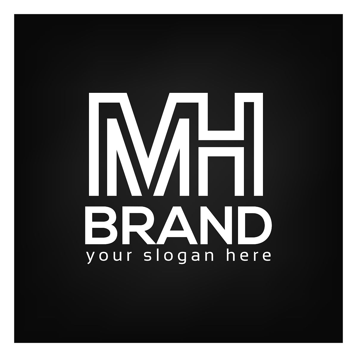 letter m and h on black background.  logo design template. flat 
