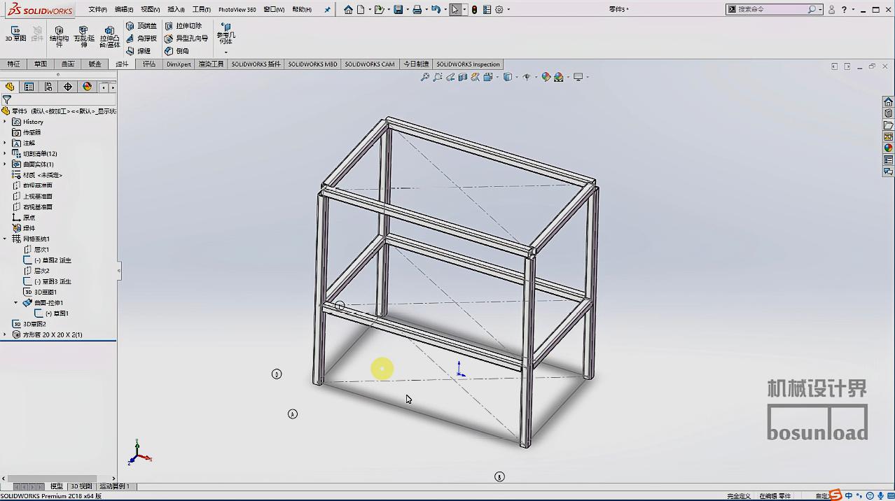 [图]solidworks钣金焊件:网格系统在大型结构件中的应用!机械设计