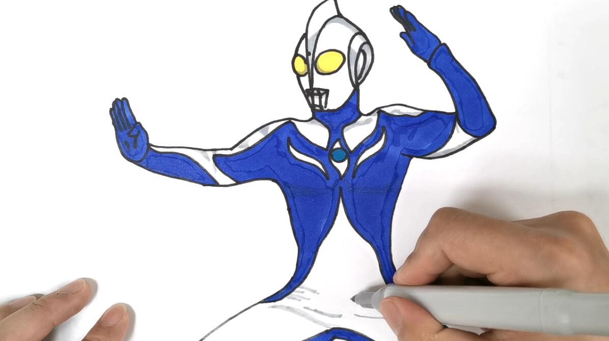 画温柔的光之巨人高斯奥特曼,一个会治愈小怪兽的奥特曼!