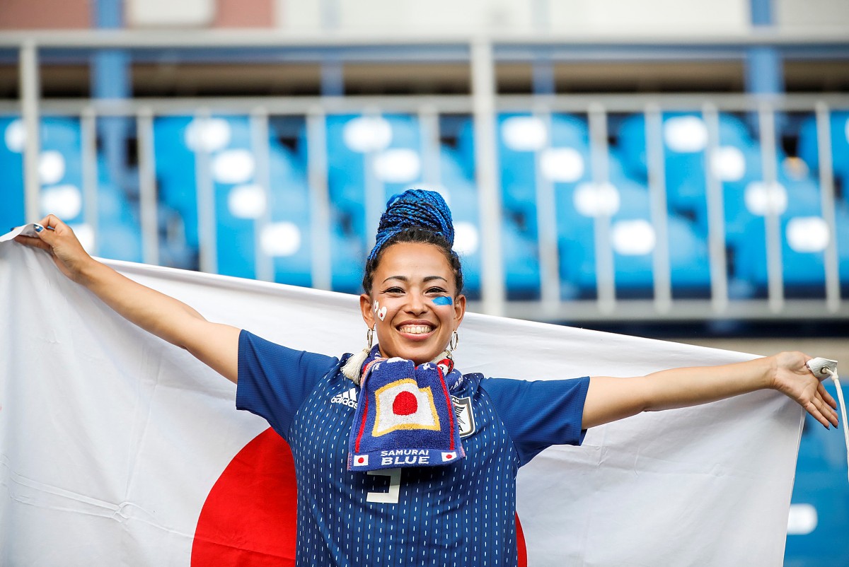 2018俄罗斯世界杯1/8决赛:比利时vs日本 两队球迷火热助威