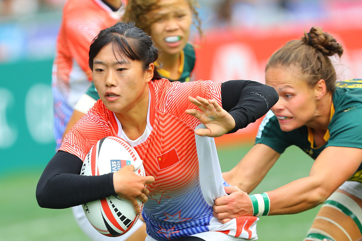 2018年4月6日,中国香港,2018世界女子七人橄榄球系列赛次日赛况.