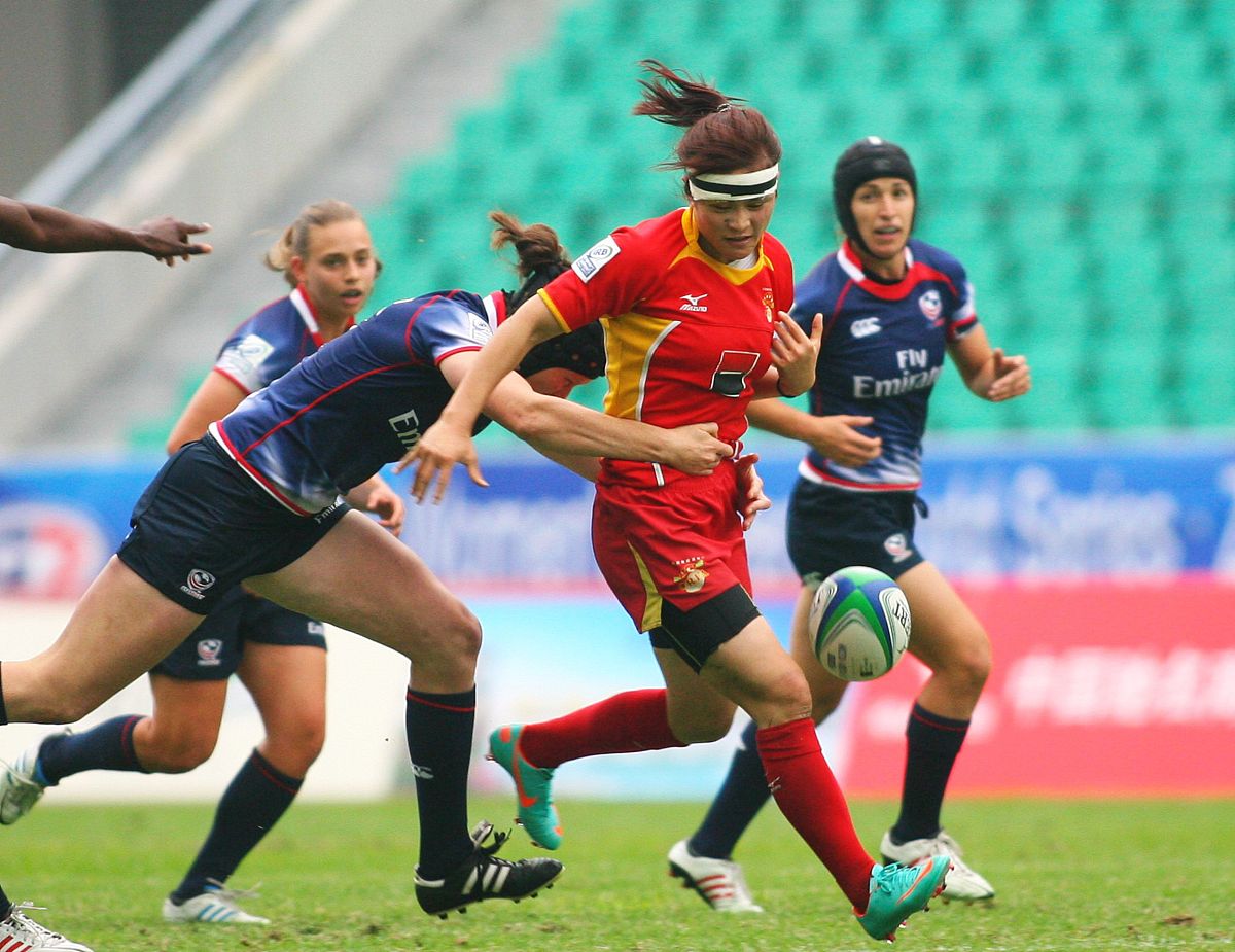 2013年3月30日,广州,2013世界女子七人制橄榄球赛,中国12-21美国.***_