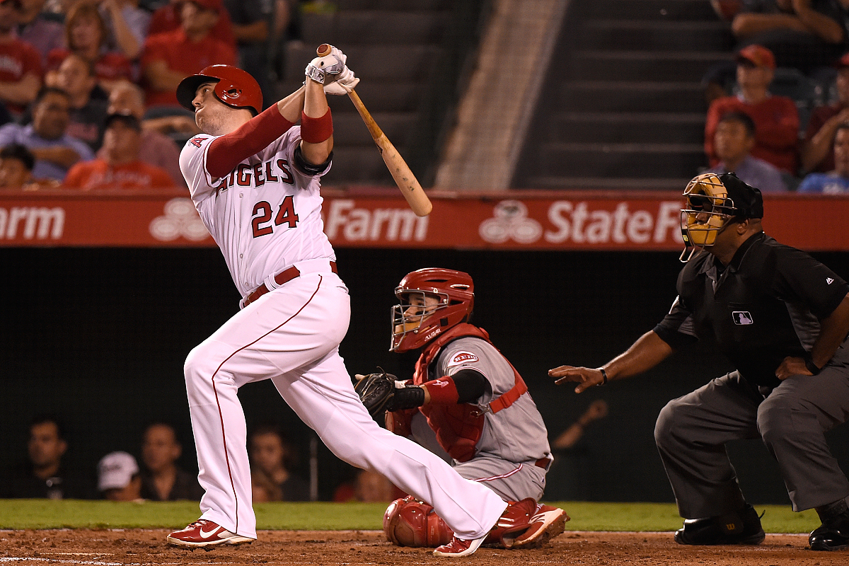 anaheim, ca - august 30:  c.j. cron #24 of the los angeles angel