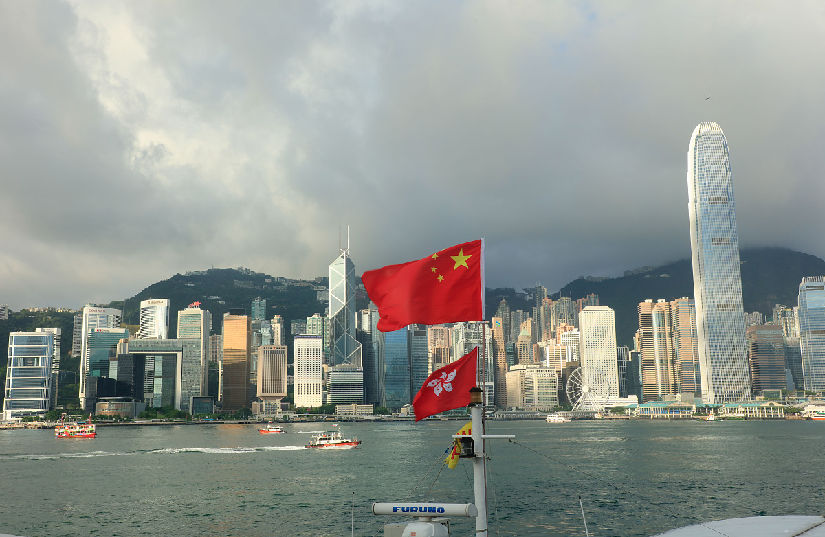 ***_***2017年6月28日,香港,船民悬挂国旗和区旗,庆祝香港回归20周年.