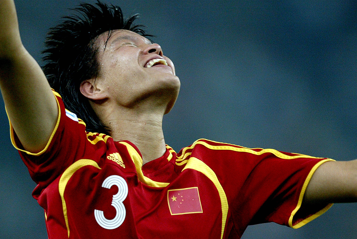 2007年9月20日,中国天津,女足世界杯d组比赛,中国队对阵新西兰队.李洁