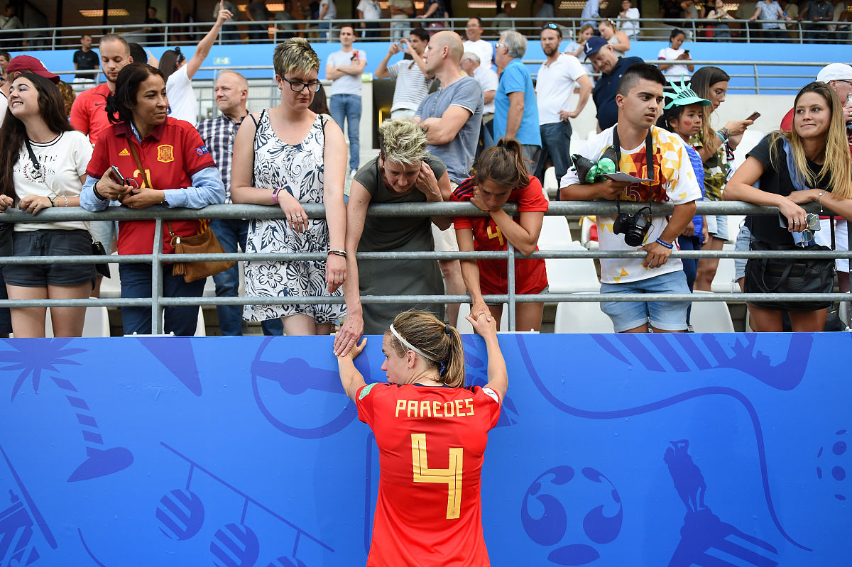 2019年6月24日,法国,2019法国女足世界杯1/8决赛,西班牙1-2美国.reims