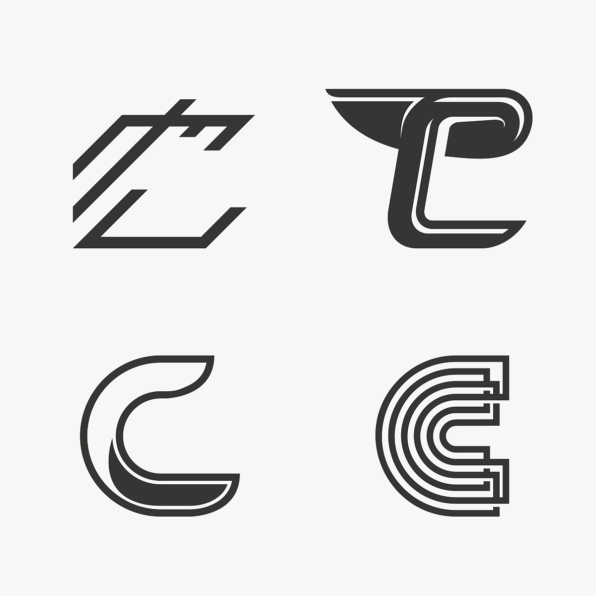 letter c sign, logo, icon design template elements.