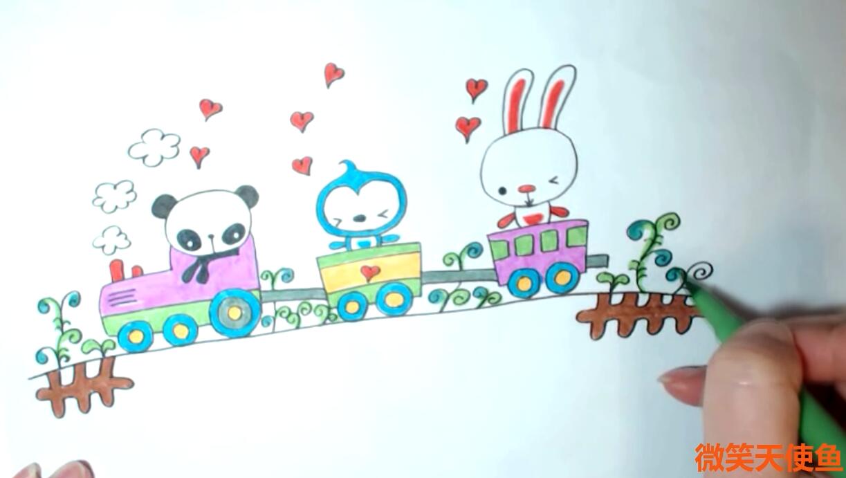 鱼儿教你画:简笔画一起来开小火车啦