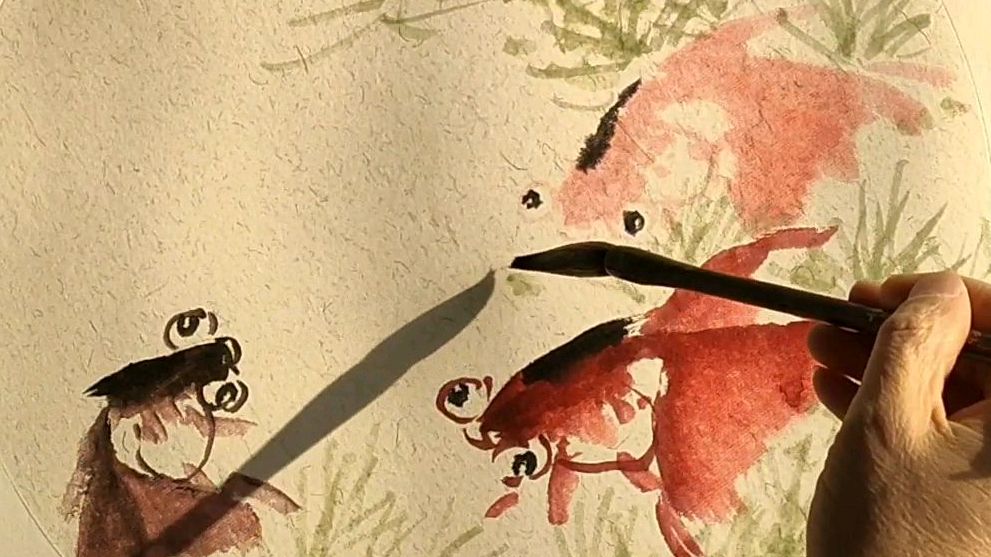 画金鱼就这么简单,三五笔就活灵活现的呈现出来,真是神了