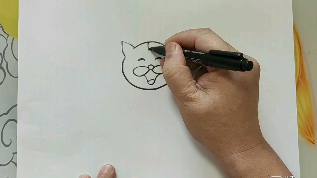可爱的小猫钓鱼儿童画