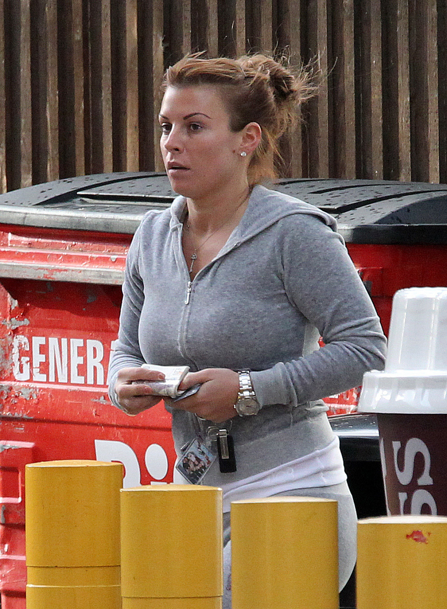 coleen rooney visits <strong>a</strong> local petrol station in wilmslow