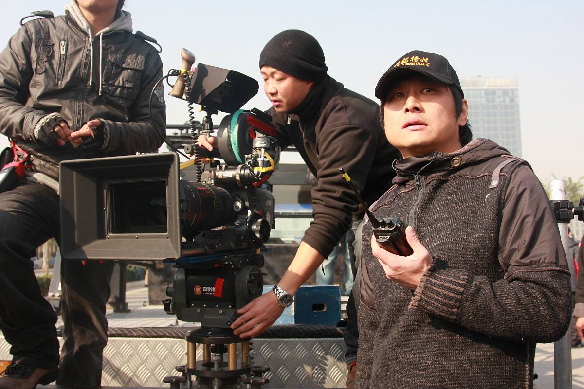 2009年11月4日,北京,电影《无人驾驶》探班暨媒体见面会.***_***导演