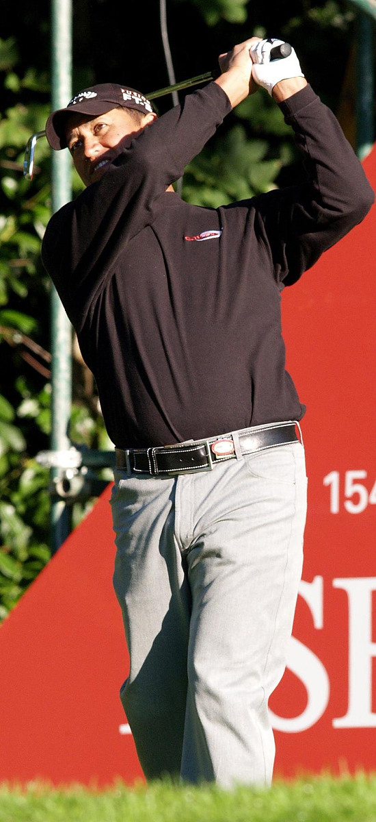 new zealand's michael campbell plays a tee a shot during his sem