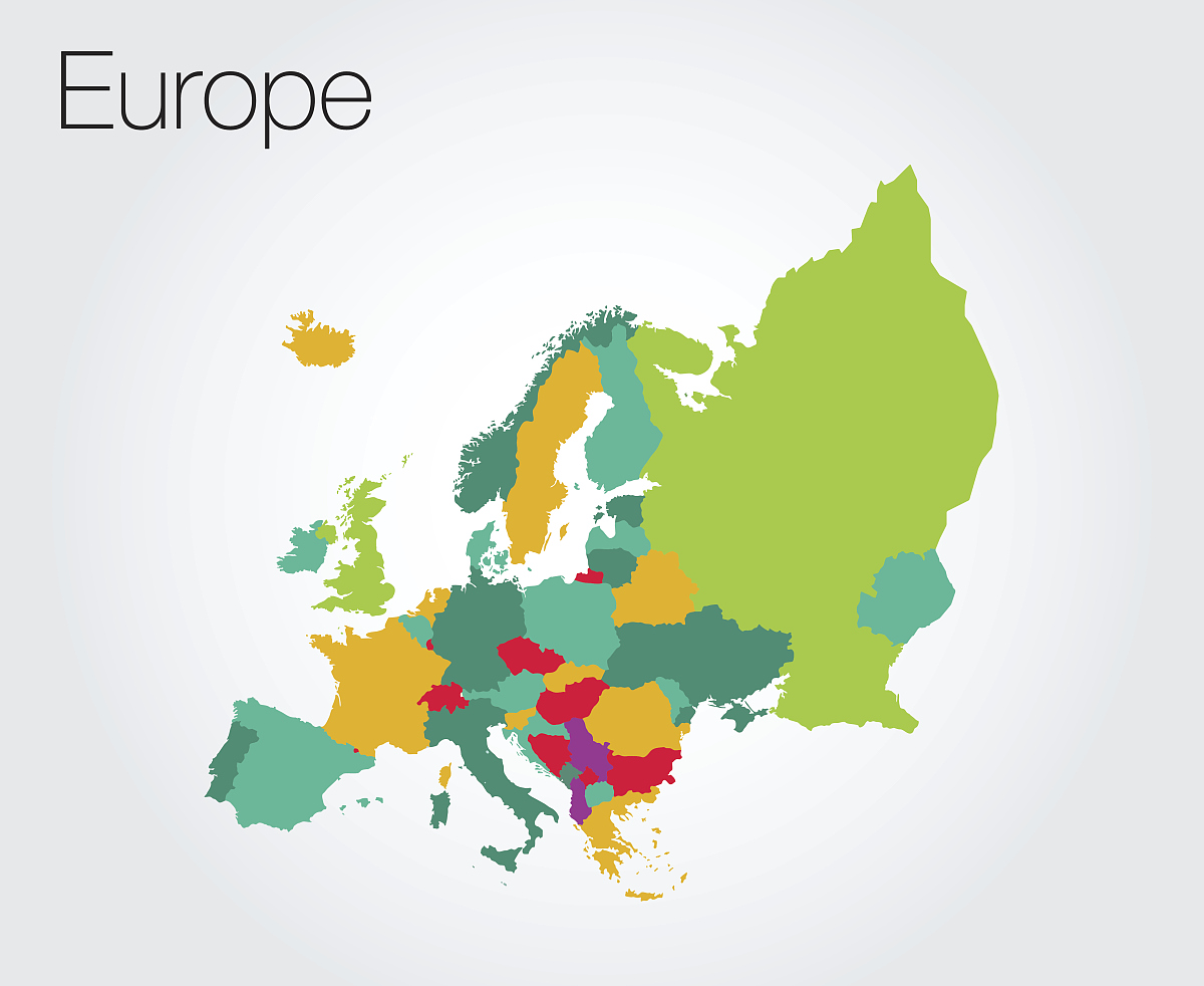 colorful map of europe background