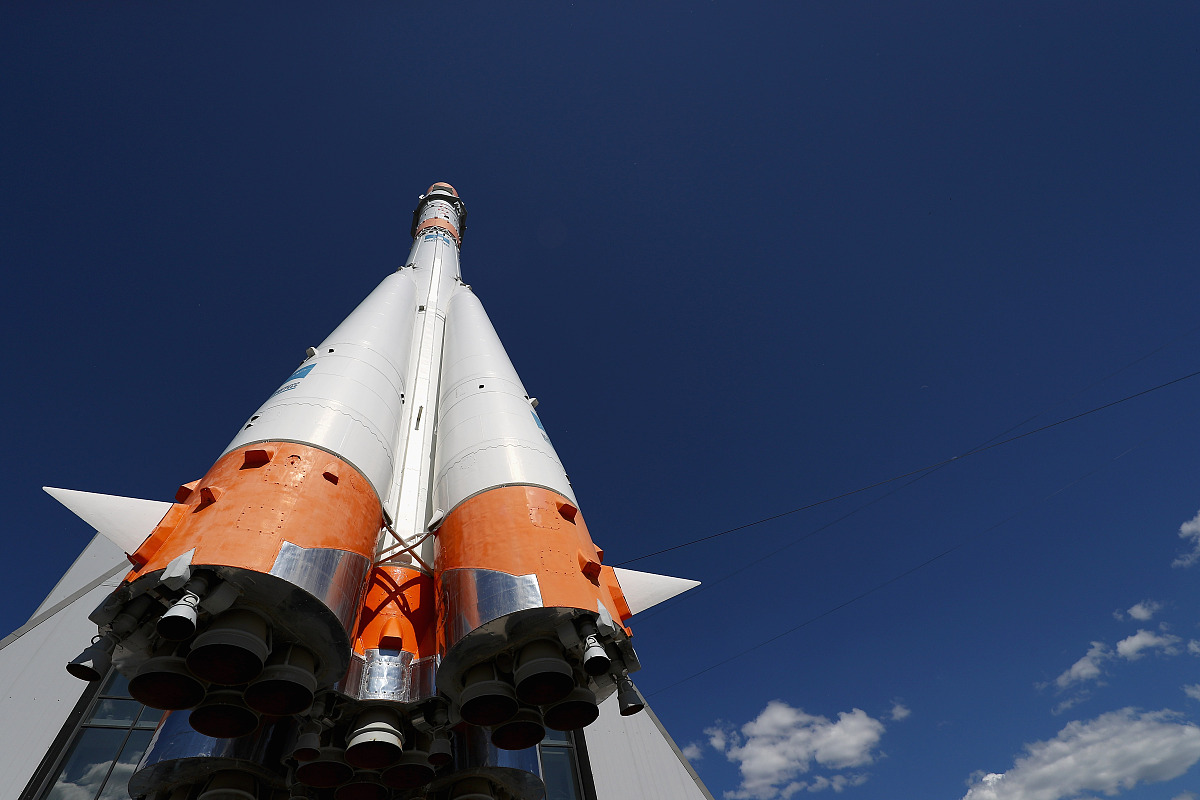 samara, russia - june 18:  a general view of space rocket soyuz 