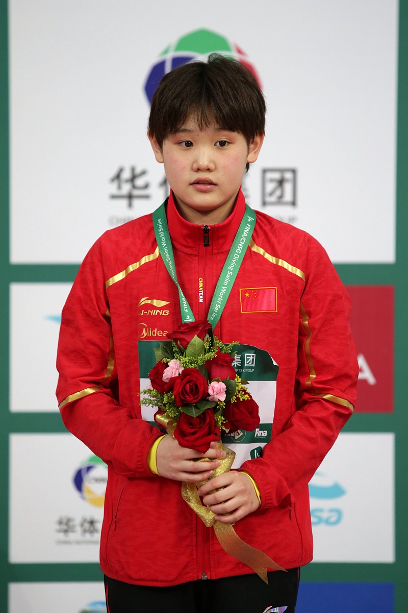 2018fina跳水世界杯北京站女子十米台:张家齐,任茜获金银