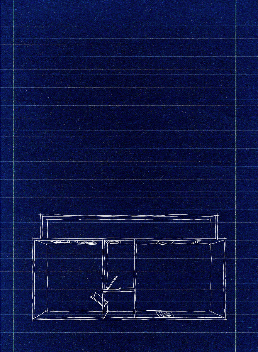 digital 2d sketch drawing of empty home apartment