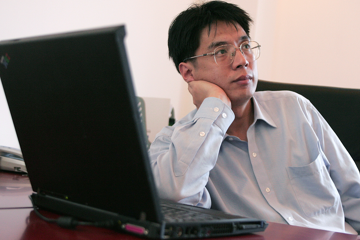 2005年8月10日,北京,博客中国董事长方兴东.+++_+++方兴东,博客,博客