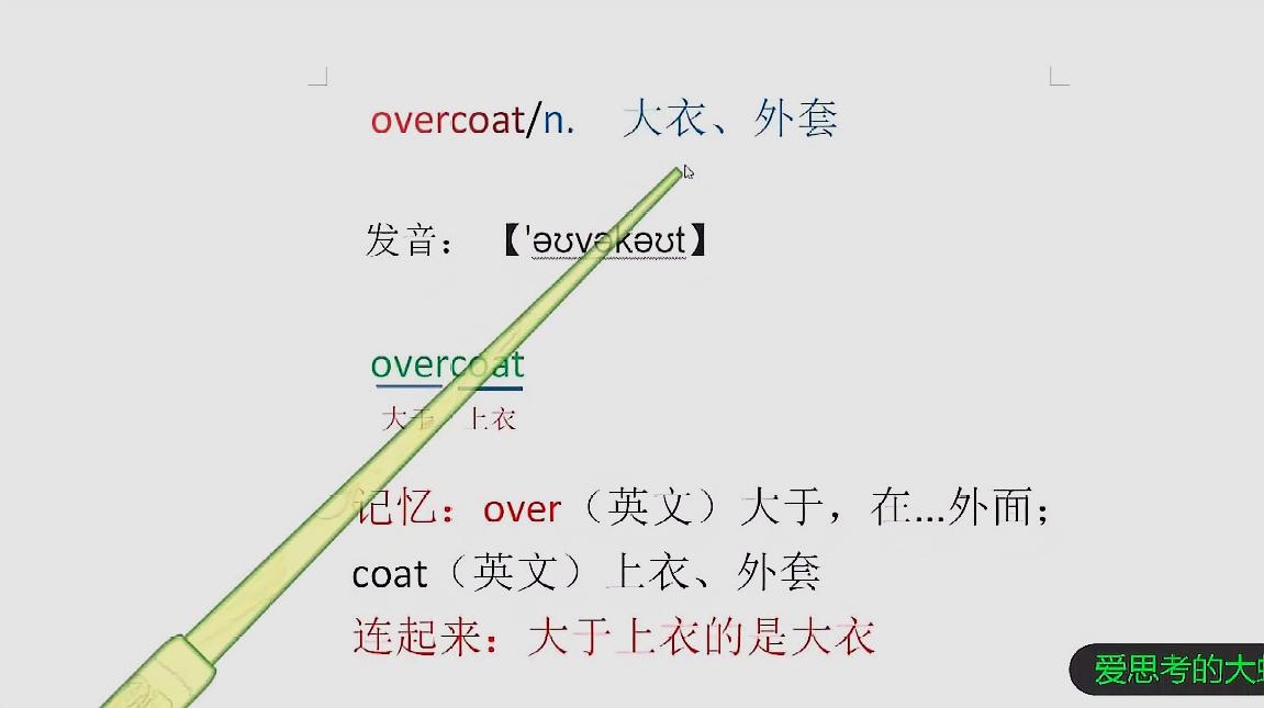 [图]overcoat英语单词这样记高中英语单词快速记忆overcoat快速记忆