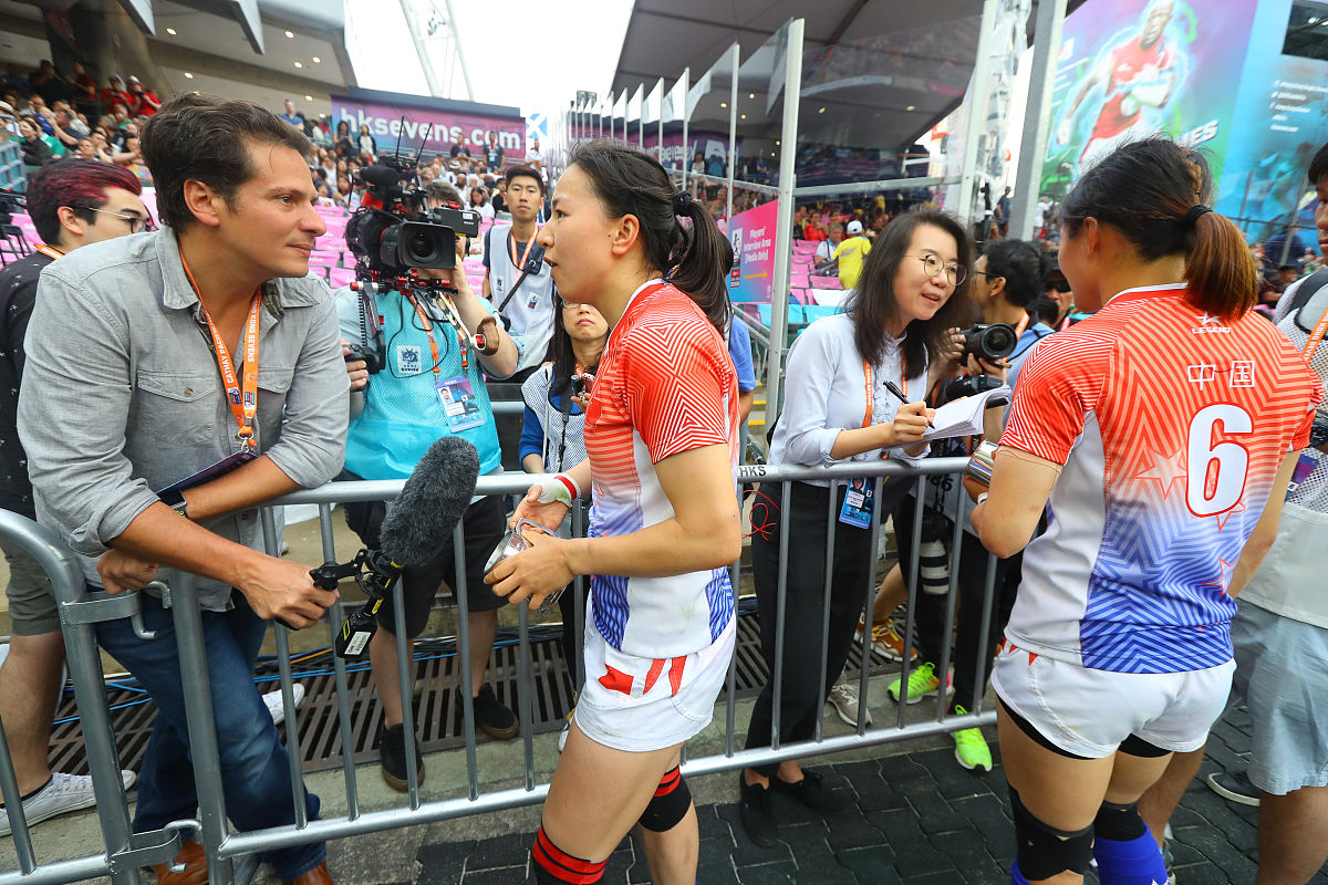 2018年4月6日,中国香港,2018世界女子七人橄榄球系列赛次日赛况.