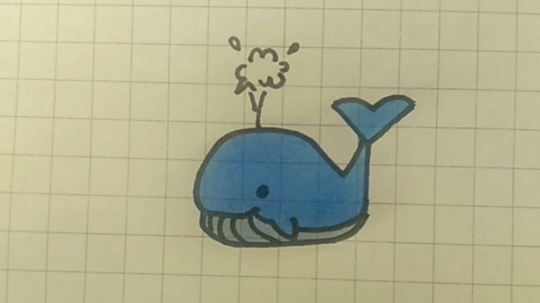 字母Y画出可爱小鲸鱼。