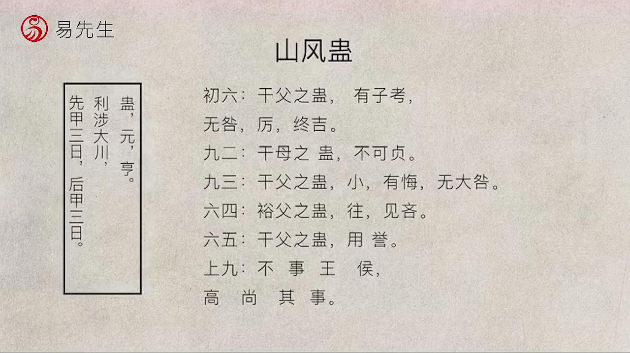 [图]「易先生」易经64卦——蛊卦原文及白话文注解