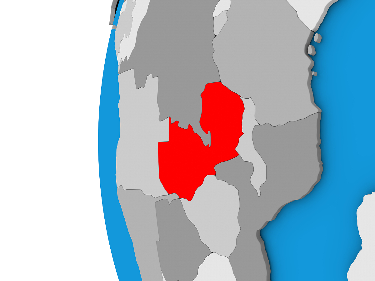 zambia on globe