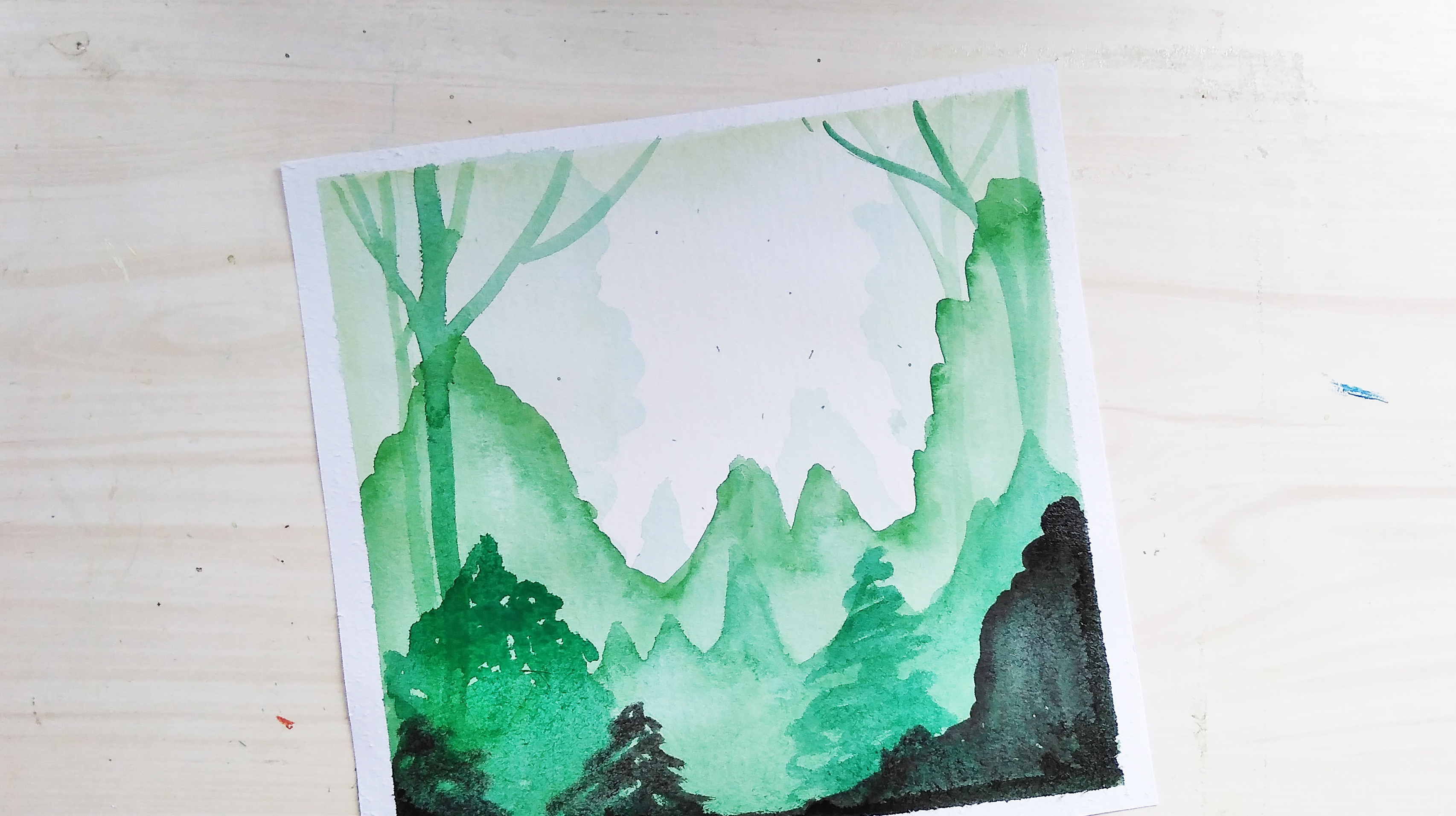 原创 创意水彩自然风景画 详细步骤 简单易学 值得收藏