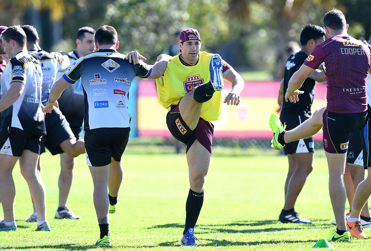 gold coast, australia - june 18:  billy slater warms up during a