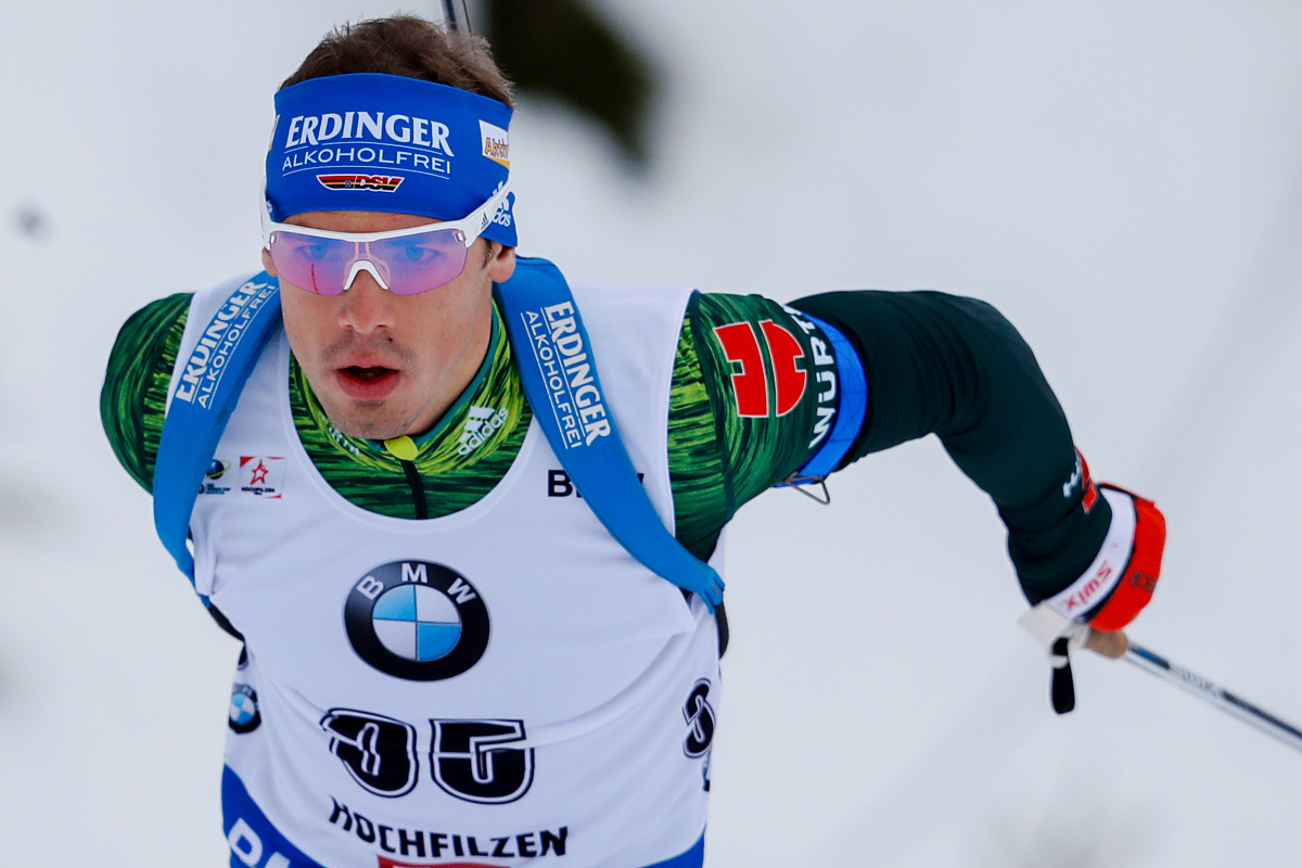 hochfilzen, austria - december 08: simon schempp of germany in a