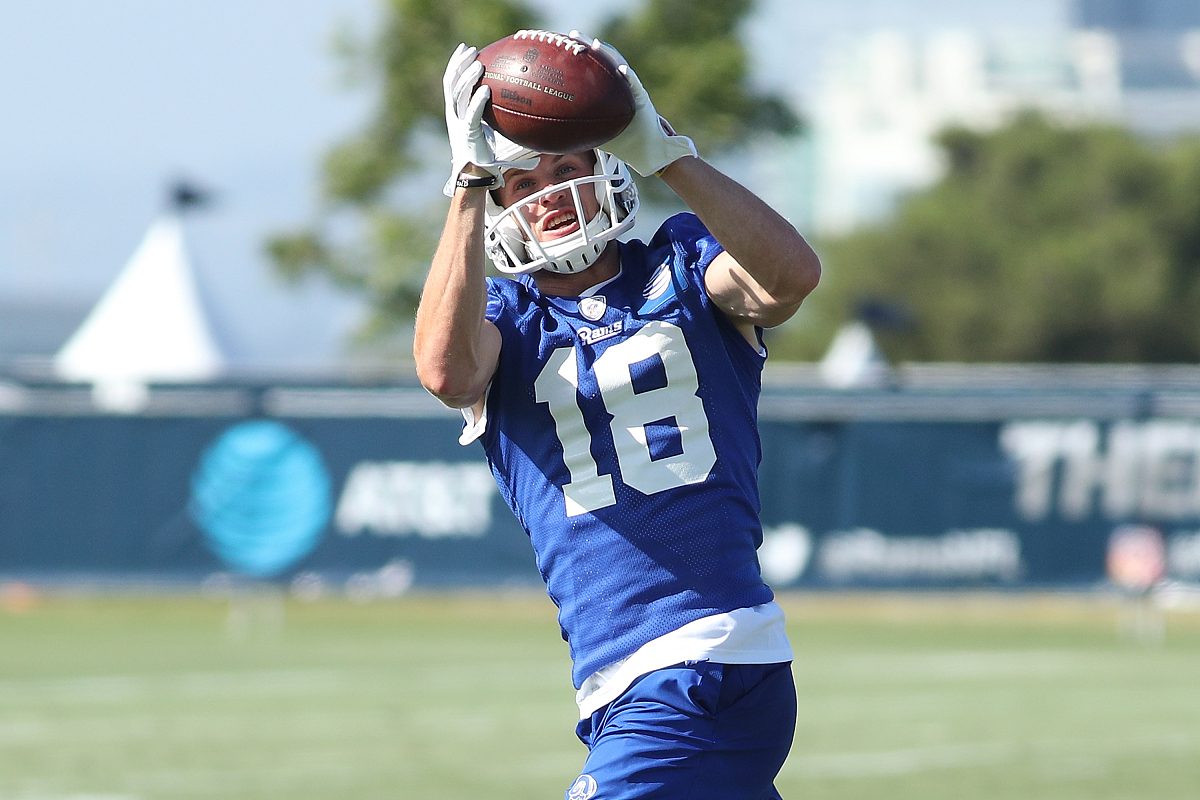 irvine, ca - july 29:  cooper kupp #18 of the los angeles rams r