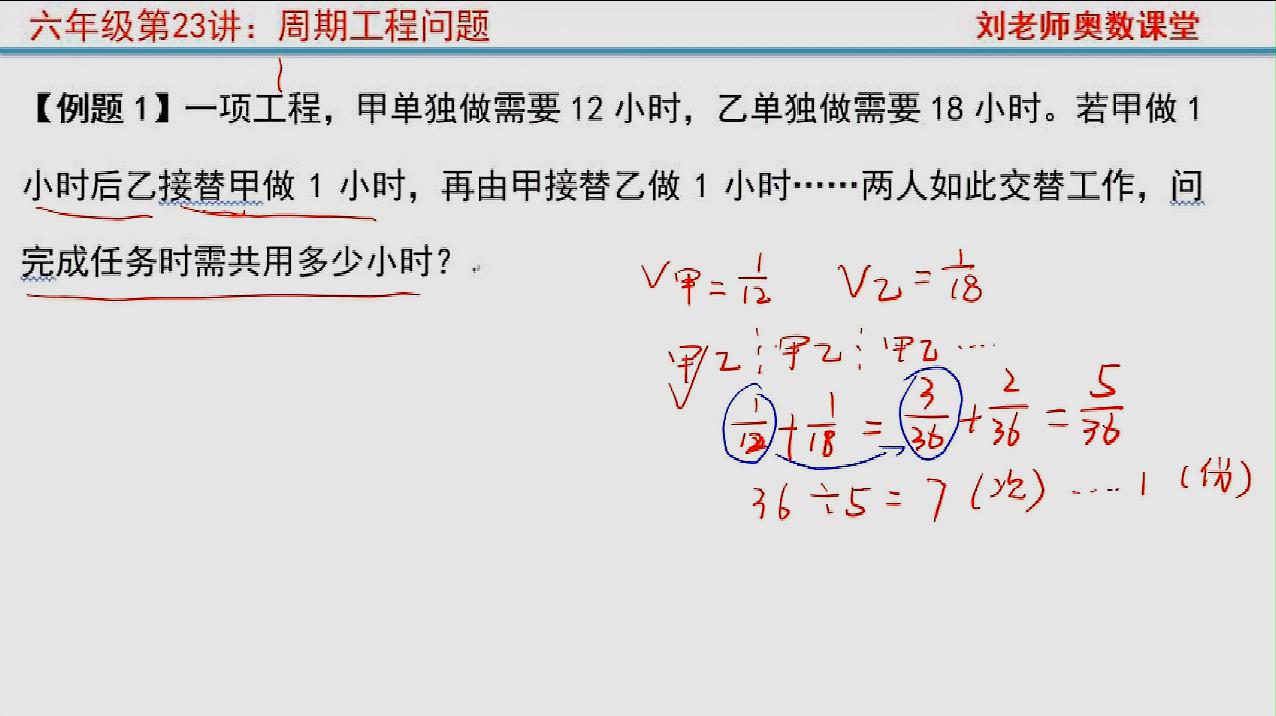 [图]六年级奥数举一反三：周期工程问题，两人交替工作，小升初压轴题