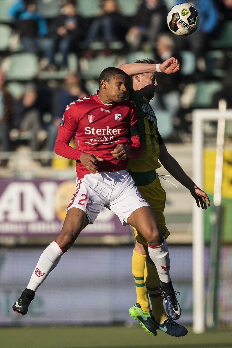 (l-r) sebastien haller of fc utrecht, thomas meissner of ado den
