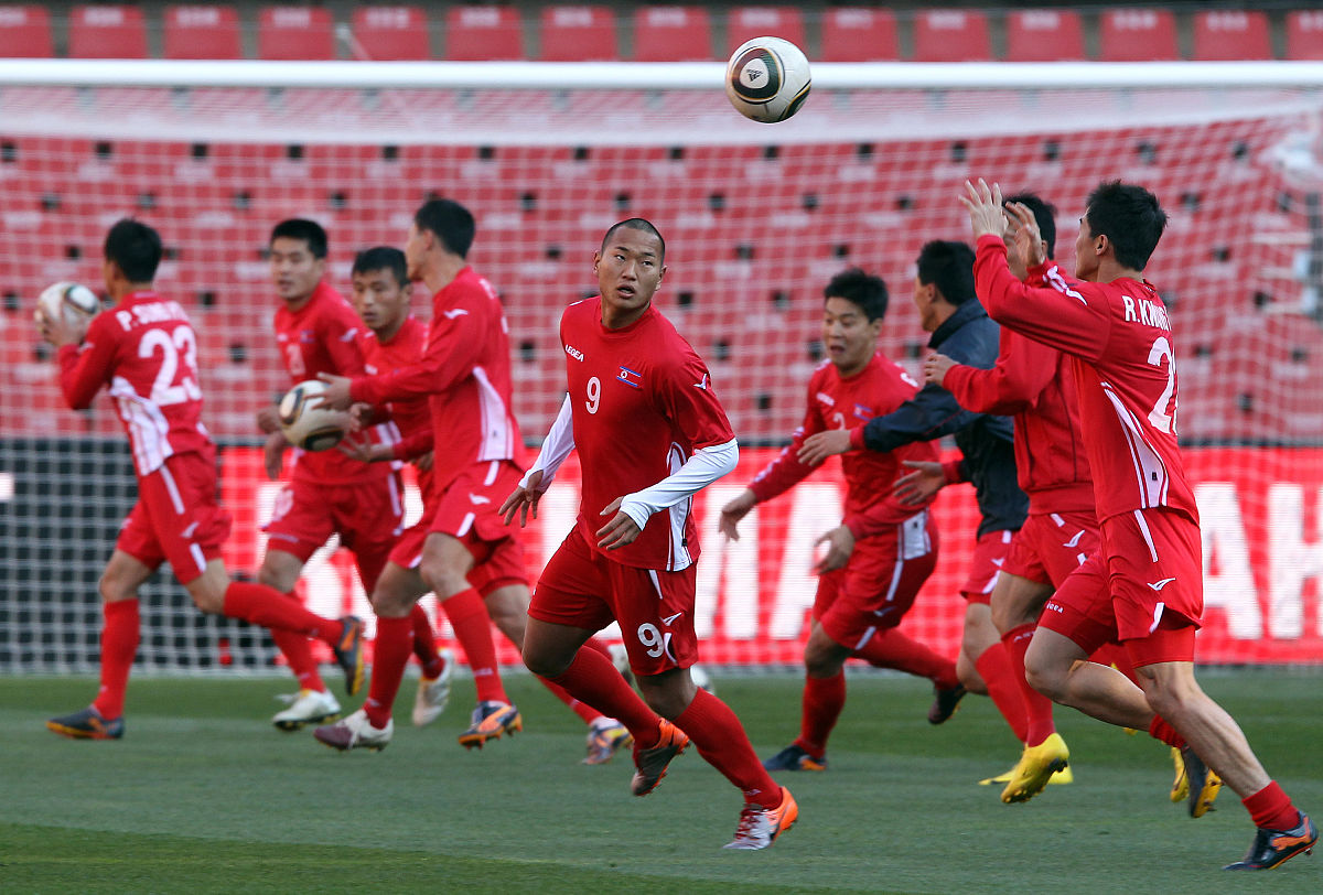 2010年6月14日,南非约翰内斯堡,2010<strong>世界</strong>杯g组前瞻,朝鲜训练备战.