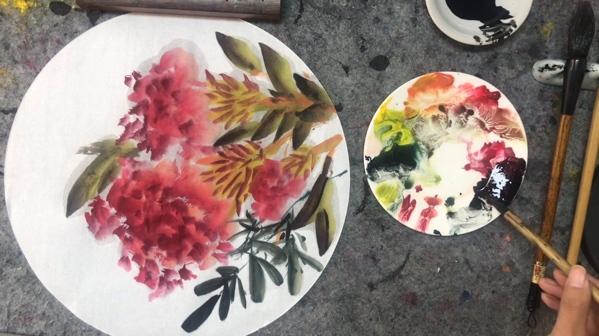 国画教程:写意鸡冠花示范讲解