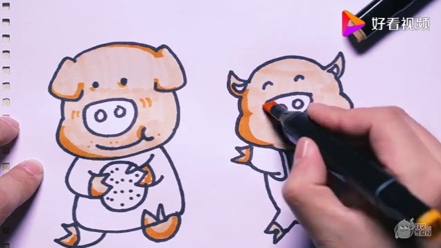神笔简笔画 懒懒的小猪 儿童成人绘画教程大全
