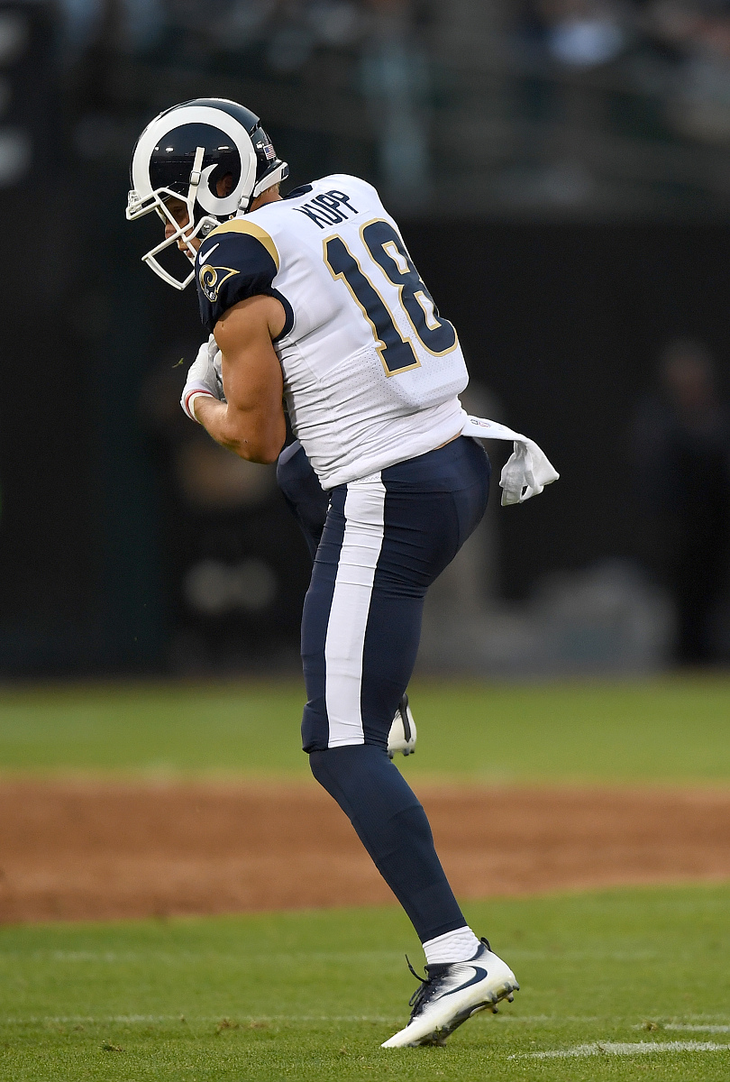 oakland, ca - august 19:  cooper kupp #18 of the los angeles ram