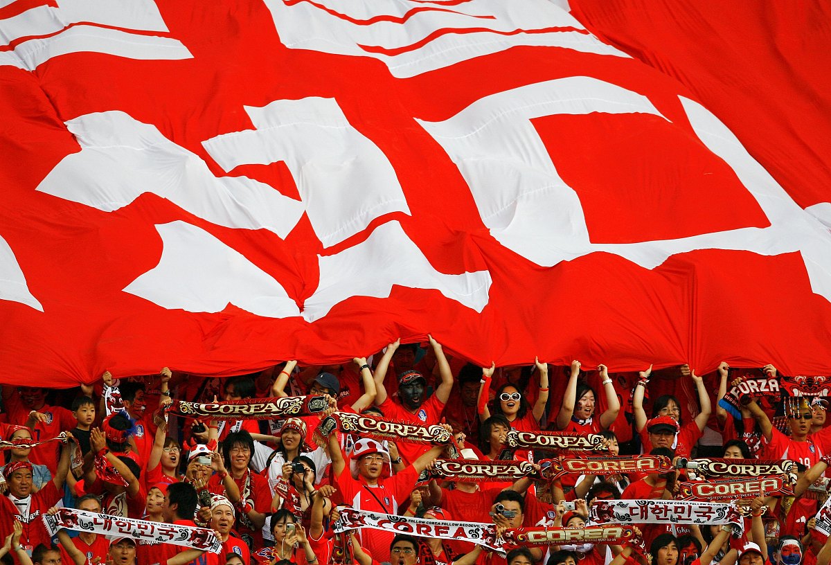 leipzig, germany - june 18: korea republic fans show their suppo