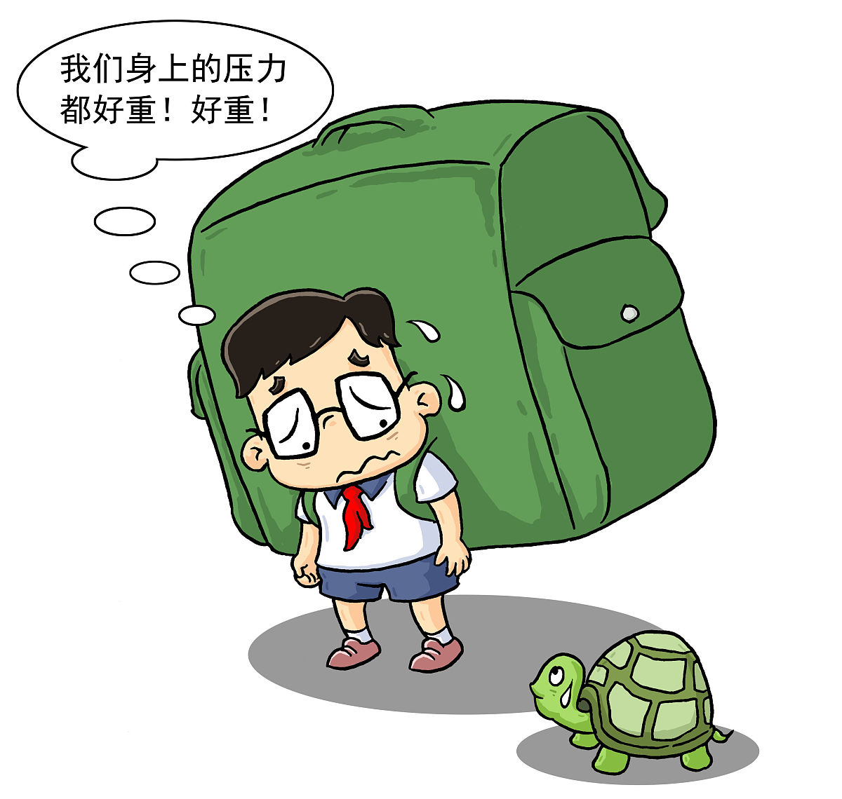 青少年学业压力导致书包越来越重