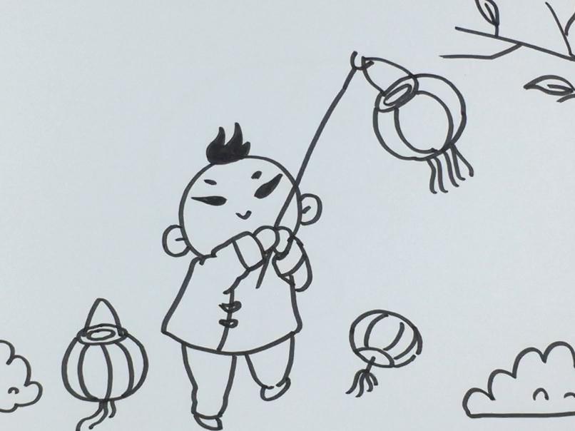 「手工」简笔画挂灯笼 简单好学